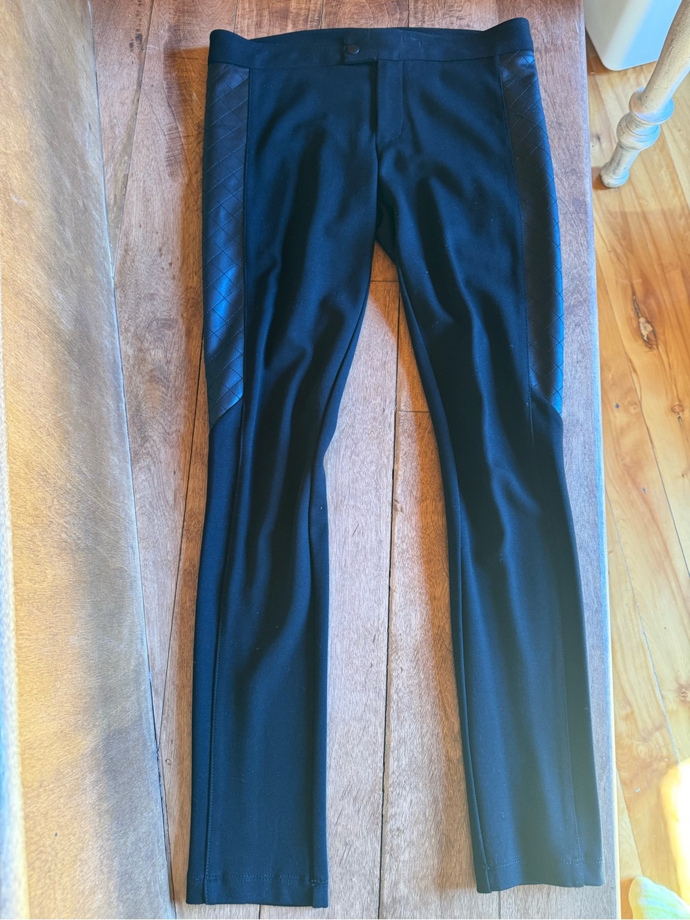 Club Monaco Black Ponte Leggings with Side Quilted Panels